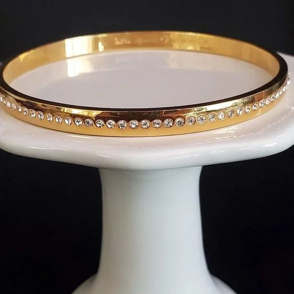 Kate Spade All That Glitters Gold Plate Bangle Bracelet with Crystal Accdents - Picture 4 of 7